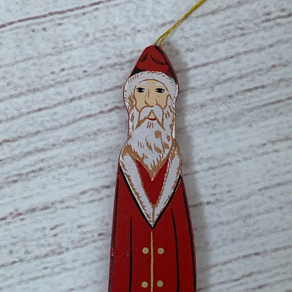 Vintage Wooden Father Christmas Santa Claus Christmas Tree Ornament 6